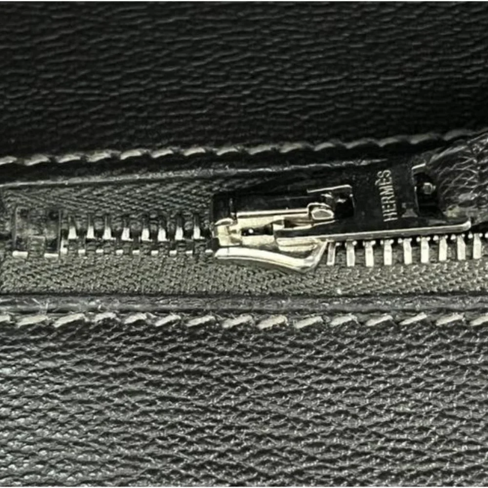 Hermes Shiny Porosus Crocodile Skin Birkin 35 w Palladium HW in Graphite - Picture 10 of 13